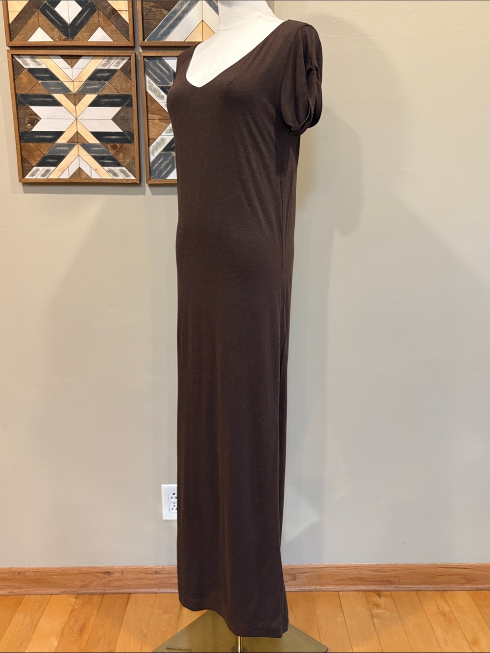 Vintage Ralph Lauren Y2K V-Neck Jersey Wool Modal Maxi Dress Small NWT - Picture 5 of 13